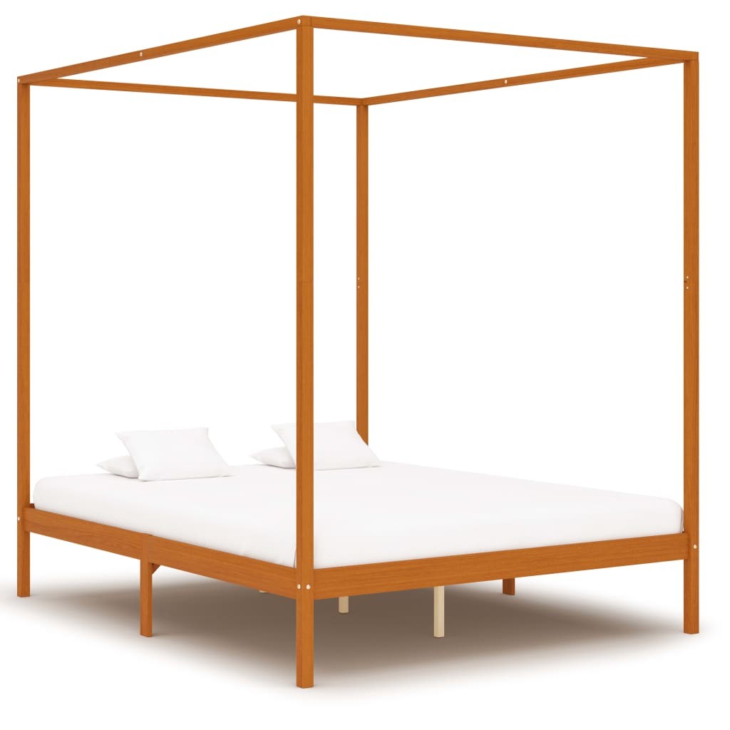 Canopy Bed Frame with 2 Drawers Solid Pine Wood 180x200 cm